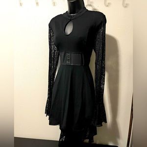 ROYAL BONES By Tripp Lace Keyhole Hi-Low Black Dress, size XL.